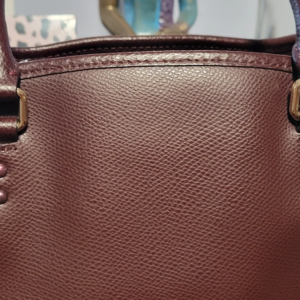 COACH Studded Leather Tote Bag in Deep Burgundy - Picture 4 of 7